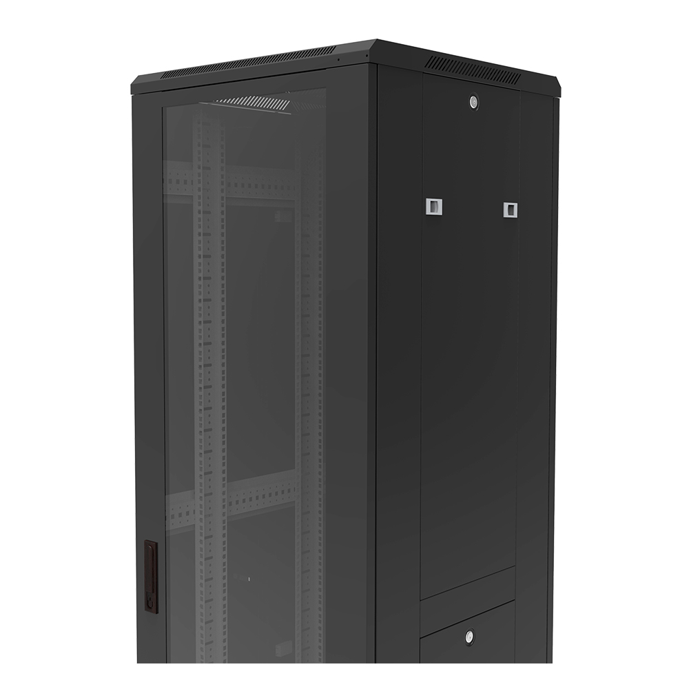 Gabinete de datos de red con puerta de vidrio de 19' y 42u con panel lateral dividido