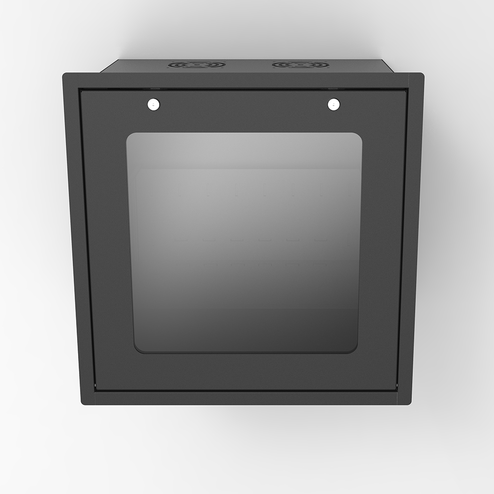 Gabinete rack con puerta de vidrio de 19' empotrable en el techo de 9U | Gabinete de TI que ahorra espacio