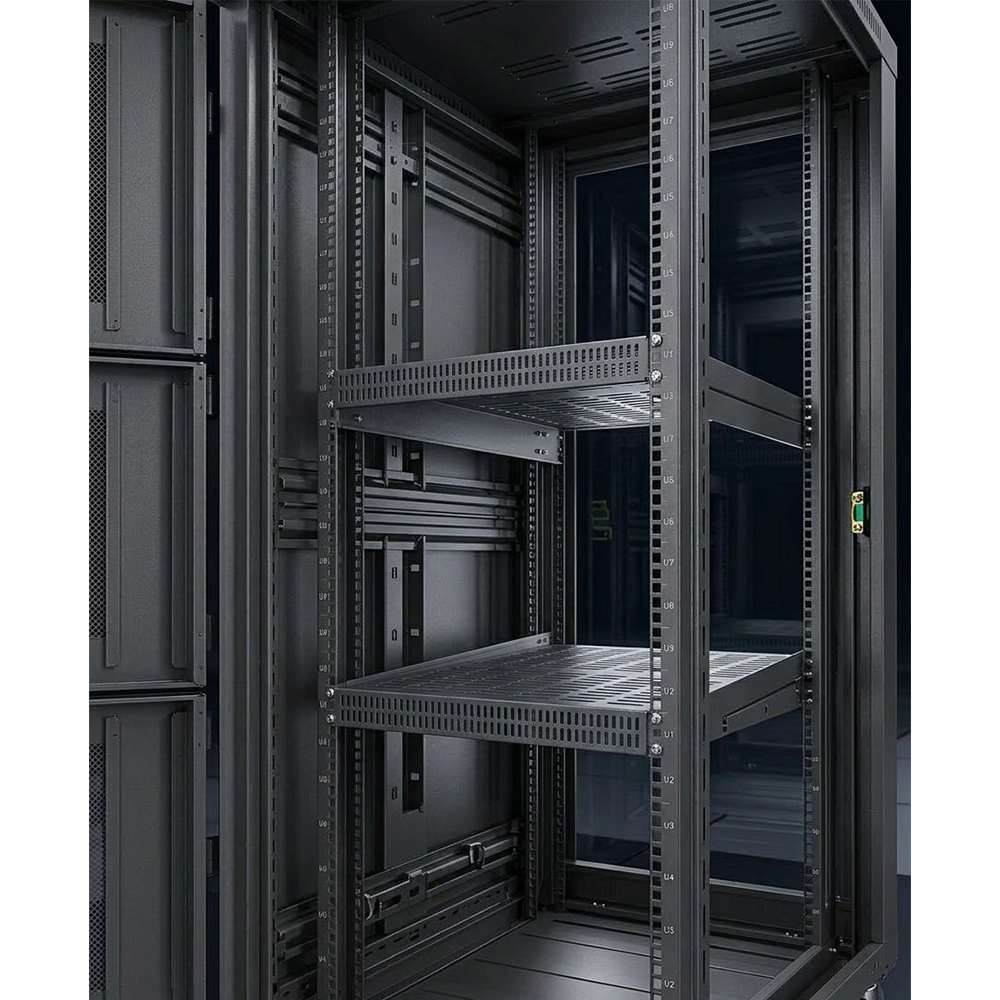 Armario Rack para Servidores 42U 3 Compartimentos 800x1000 | Gabinete de red de alta resistencia con perfil de 9 pliegues y puertas de malla ARC 