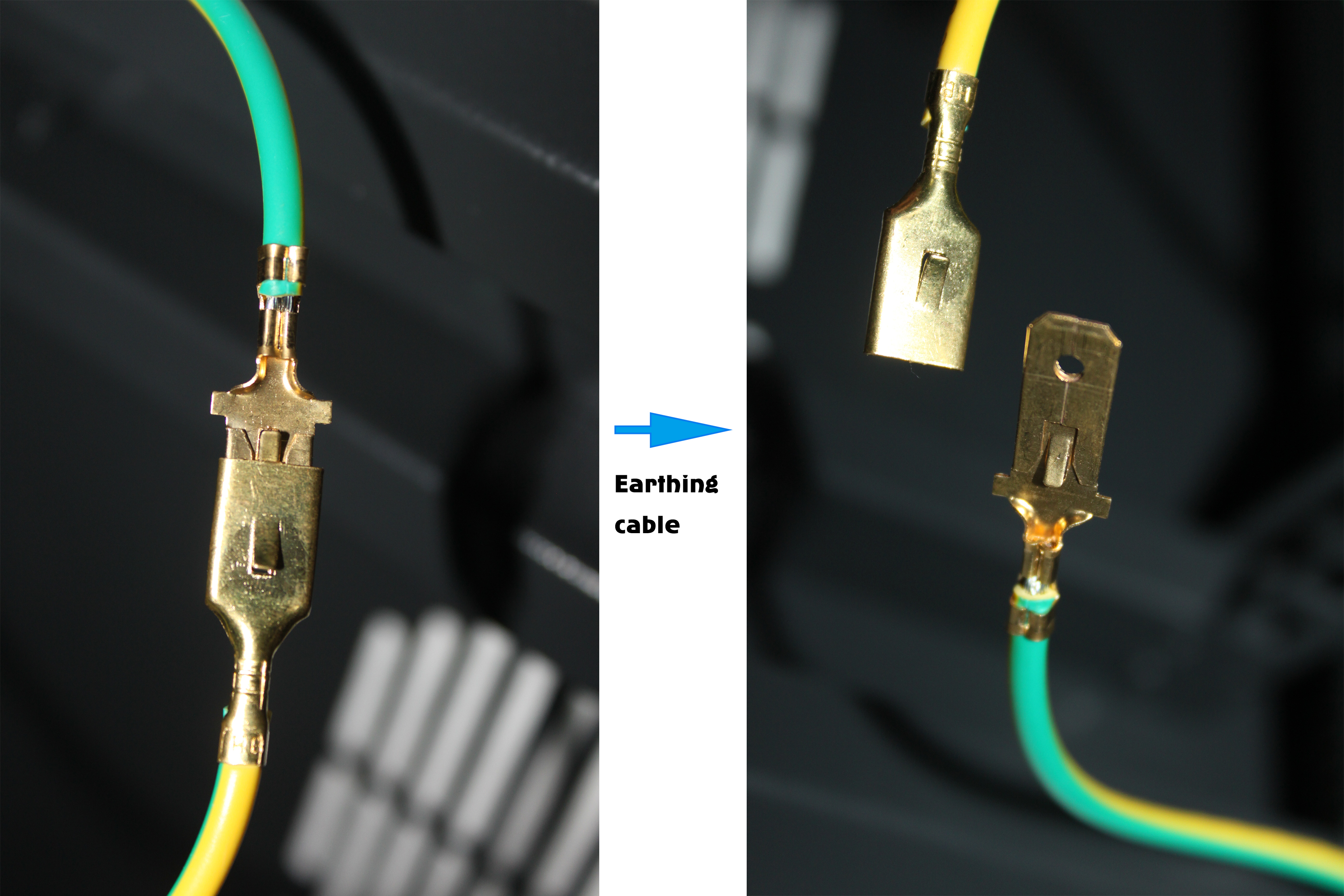 Cable de conexión a tierra usado en rack de servidores