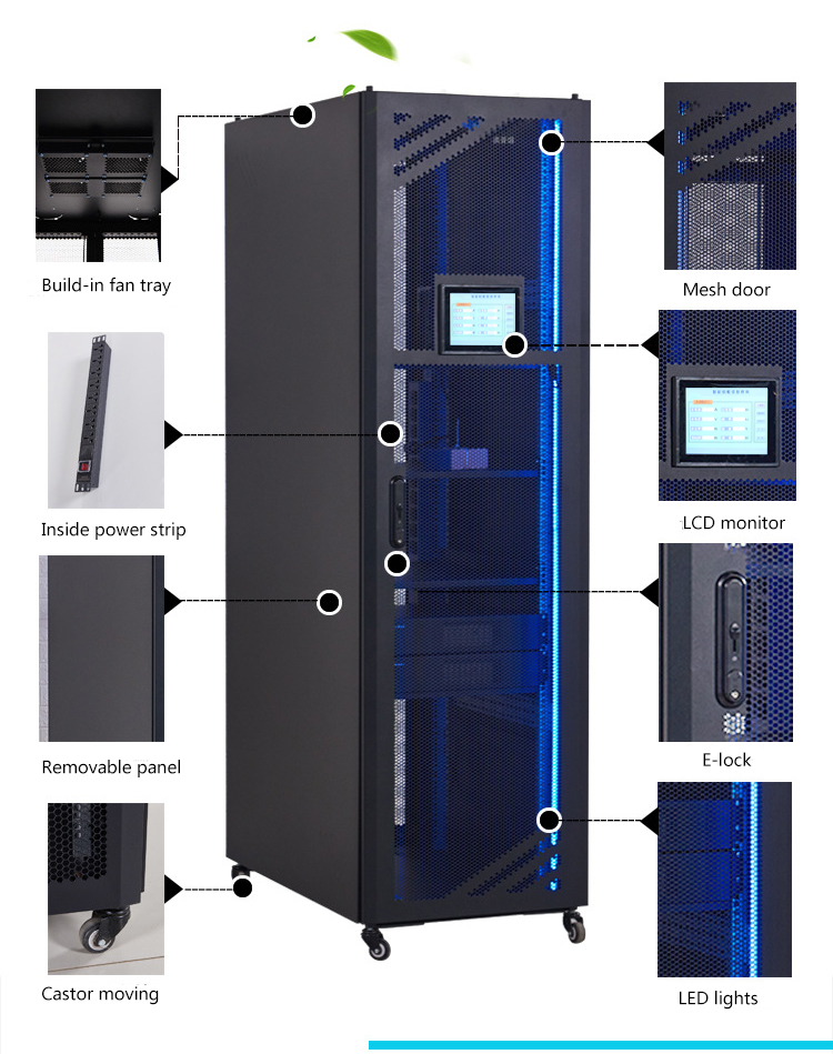 Gabinete rack para servidores inteligente de 19' con pantalla LCD para monitoreo y control remotos