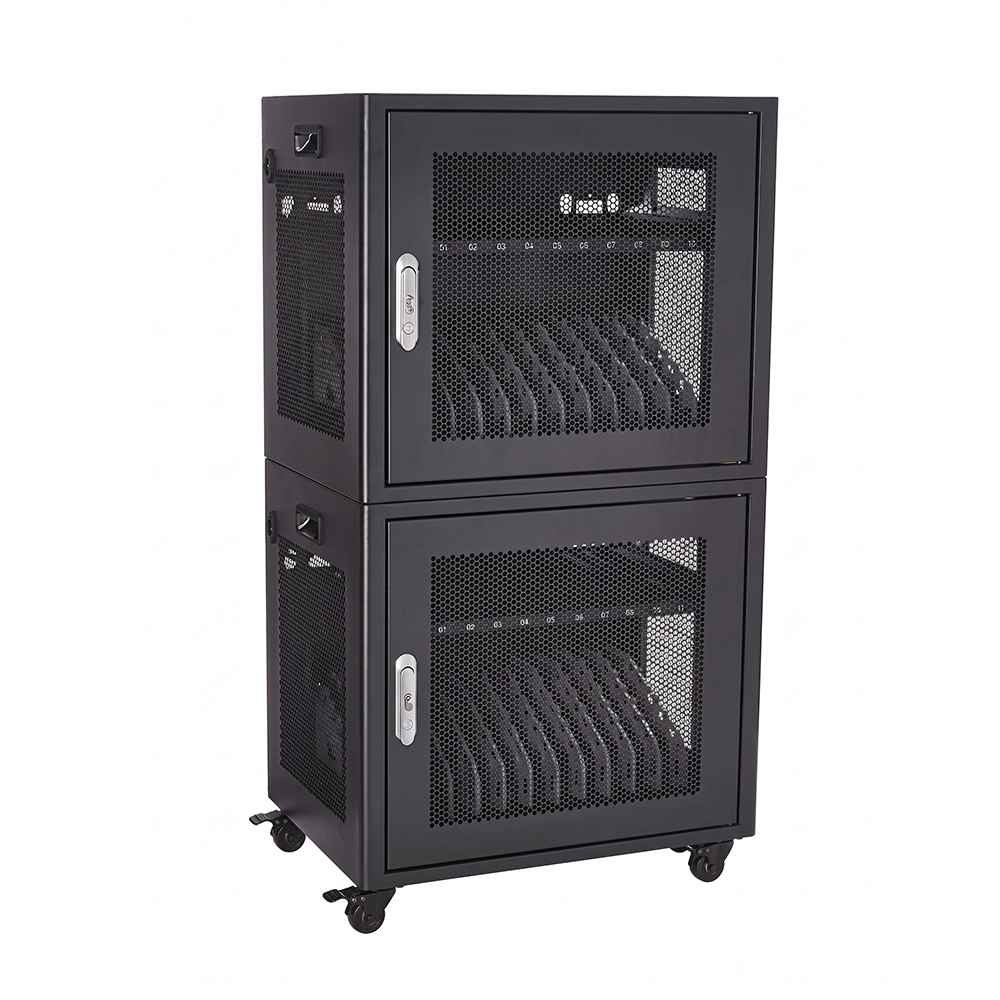 Gabinete de carga para 12 dispositivos tamaño mini para computadora portátil y Chromebook 110/220 V CA | WebiT WB-CC-XS