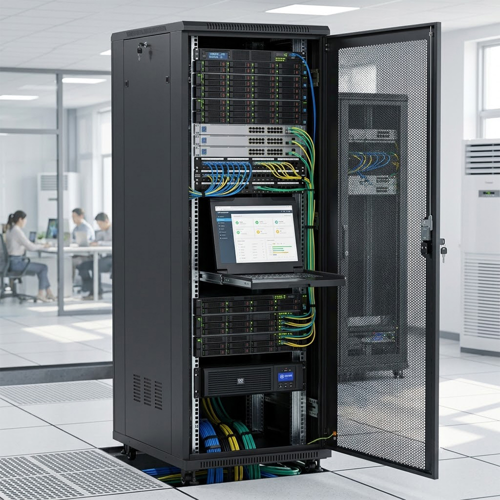 WEBIT Gabinete rack para servidores independiente Slimline 42U 600x800 | Tipo de puerta de malla única